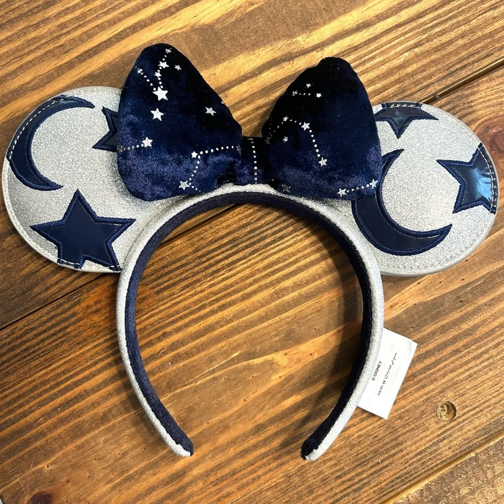 DISNEY WORLD Minnie Ears Silver/Navy Stars And Moon - Picture 2 of 5